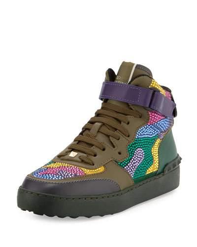 Camouflage-crystal Leather High-top
