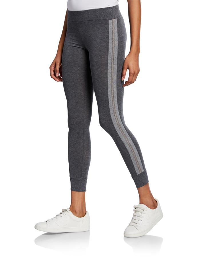Cotton Jersey Leggings W/ Side Embellishment