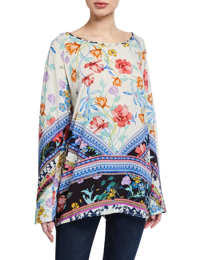 Invo Printed Challis Tunic Blouse