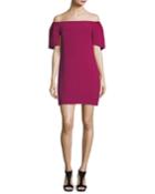 Off-the-shoulder Crepe Cape Cocktail Dress