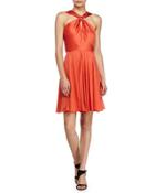 Knotted-front Dress, Tangerine