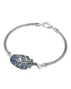 Mini Feather Lava Chain Bracelet W/ Blue Sapphire Pave,