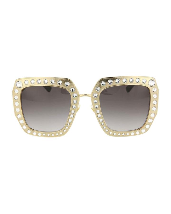 Special Edition Oversized Square Metal Sunglasses W/ Swarovski&reg; Frame Front