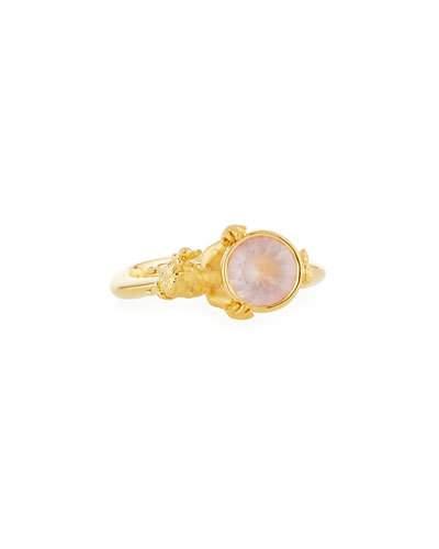 Angelitos 18k Rose Quartz Cherub Ring