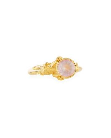 Angelitos 18k Rose Quartz Cherub Ring