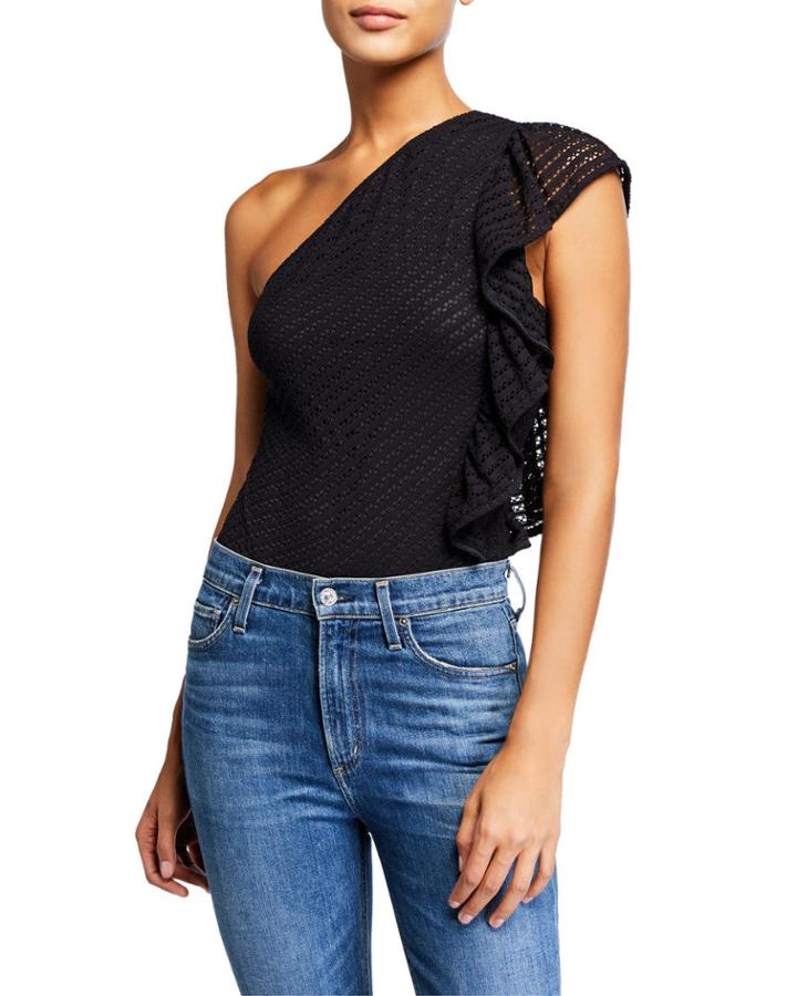 One-shoulder Knit Bodysuit