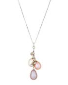 14k Multicolored Freshwater Pearl & Diamond Pendant Necklace