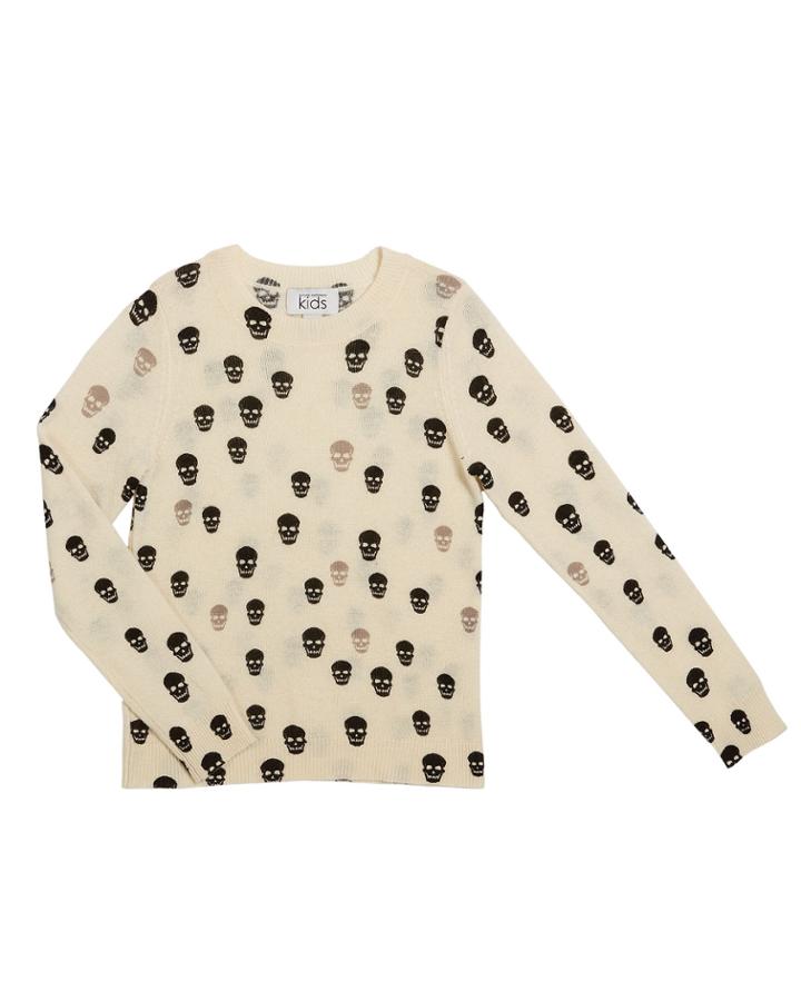Two-tone Skull Print Sweater,