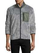 Contrast-trim Fleece Zip-front Jacket