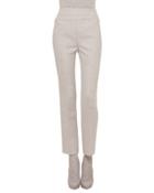 Carlota Narrow-leg Tweed Pants, Gravel