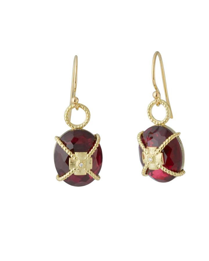 Diamond Maltese Cross Pink Quartz Doublet Earrings