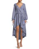 Lena High-low Long-sleeve Poplin Dress