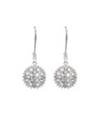 14k White Gold Diamond Round Flower-drop Earrings