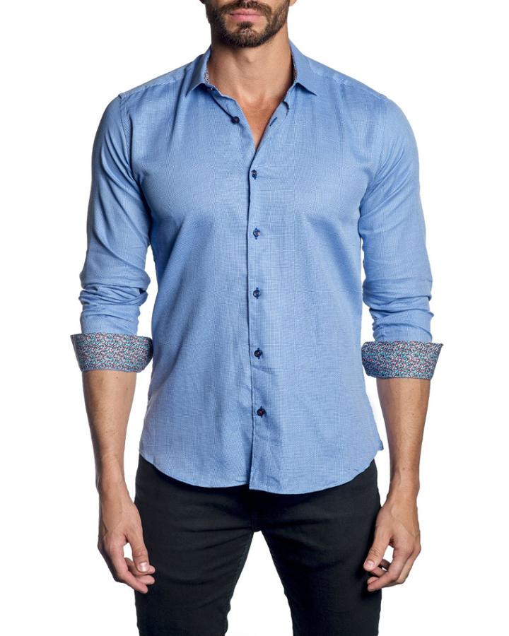 Men's Long-sleeve Button-down Shirt W/ Contrast Facing