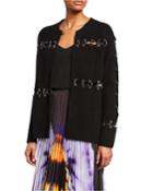 Rib-knit Metal Ring Jacket
