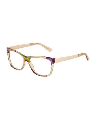 Square Optyl&reg; Acetate Floral Pattern Optical Glasses