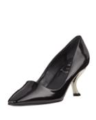 Patent Leather Pumps With Curved Heel