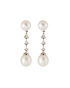 14k Whit Gold 2-pearl 3-diamond Earrings