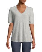 V-neck Short-sleeve Diagonal Cashmere Top