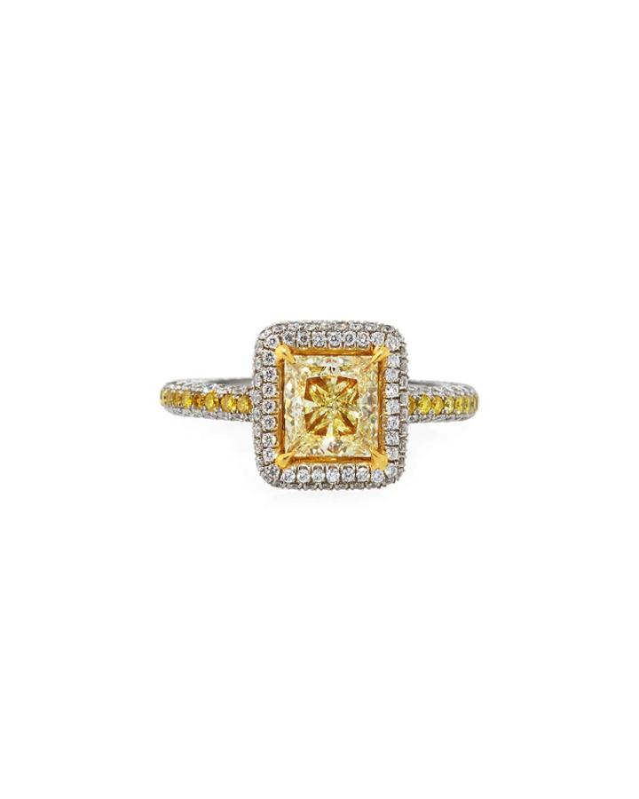 Fancy Yellow & White Diamond Ring