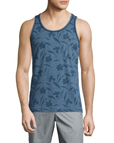 Double Bound Floral-print Tank, Blue