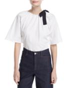 Short-sleeve Open-back Cotton Poplin Top