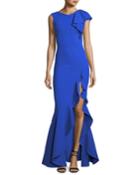 Chitris Draped Mermaid Front-slit Gown
