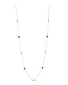 Long Pearly & Pave Crystal Station Necklace,