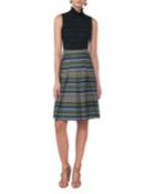 Striped Pleat-front A-line