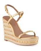 Paige Studded Metallic Wedge Espadrilles