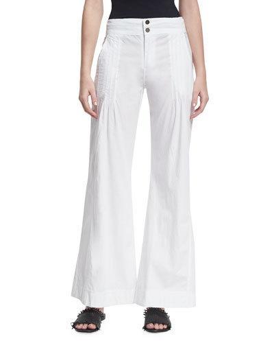 Rebecca Wide-leg Cotton-blend Pants, White