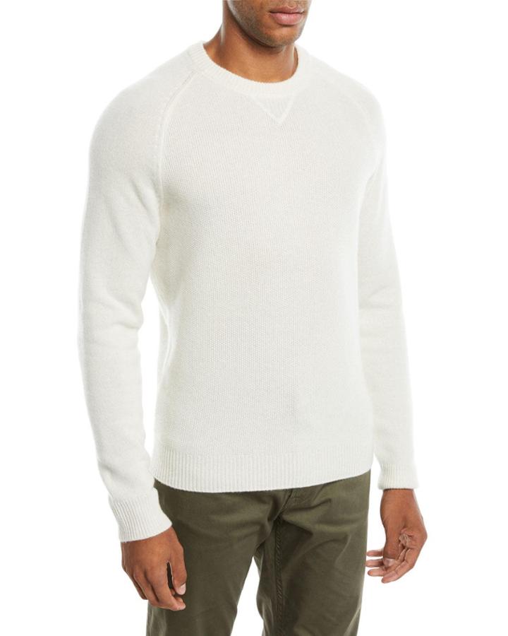 Men's Tuck-stitch Cashmere Crewneck