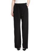 Elastic-waist Wide-leg Pants, Black/white