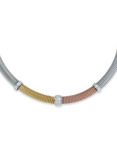 Tricolor Coil Cable Diamond Necklace