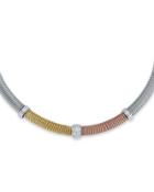 Tricolor Coil Cable Diamond Necklace