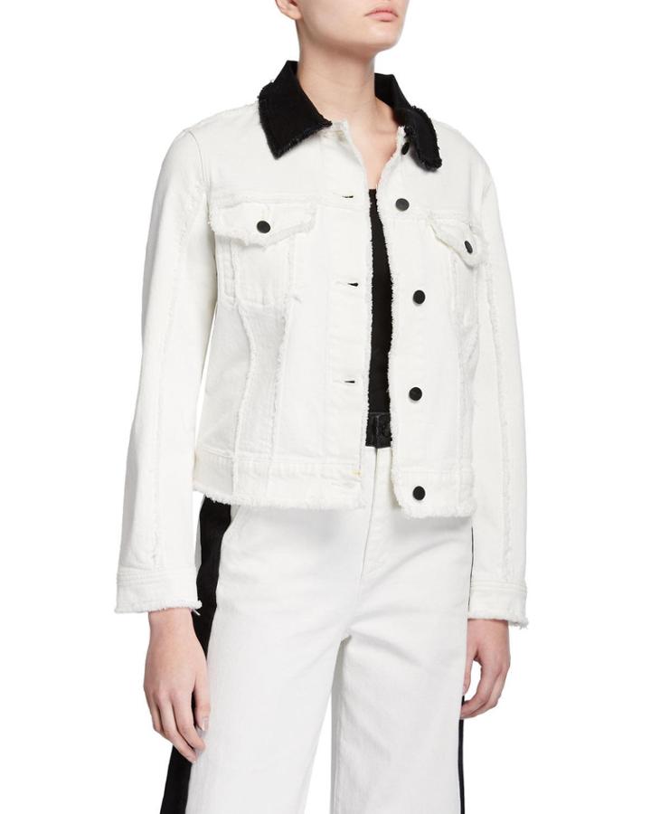 Block Denim Jacket With Contrast Collar