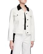 Block Denim Jacket With Contrast Collar