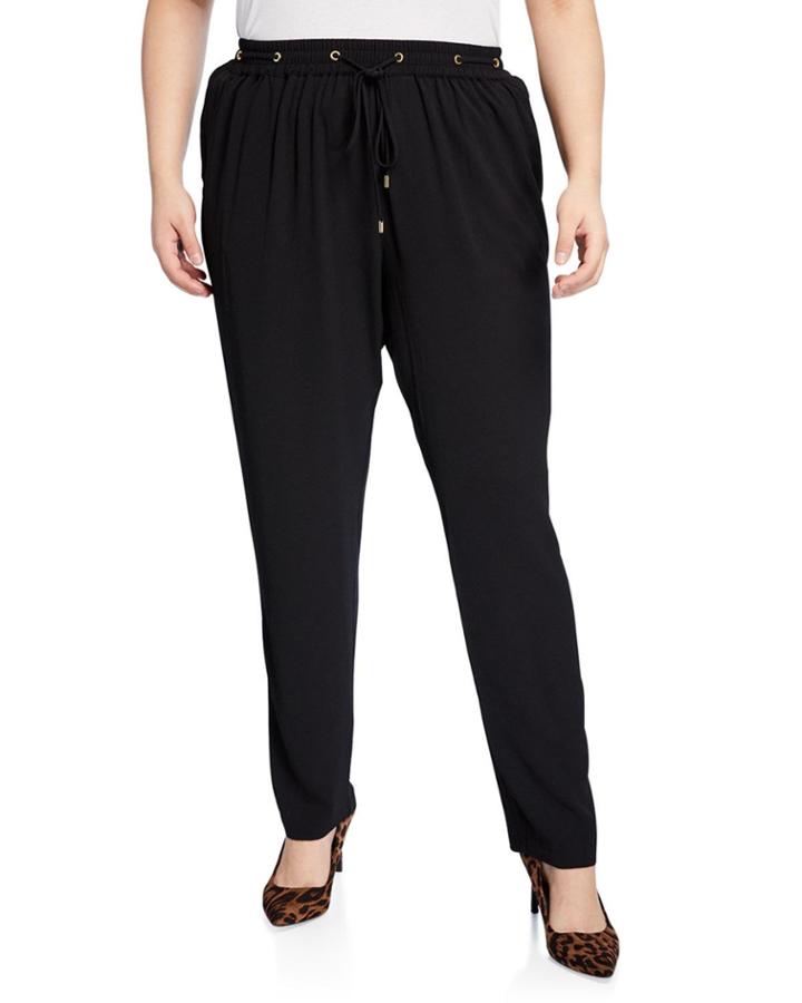 Plus Size Grommet Drawstring Track Pants