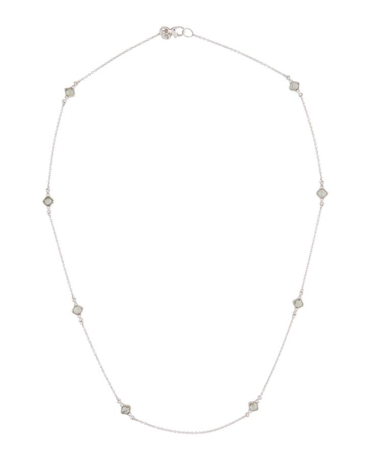 18k Lisse Cushion Stone Necklace W/ Diamonds