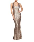 Raven Sleeveless Shimmer Column Gown