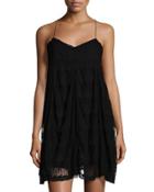 Lace And Mesh Sleeveless Dress, Black