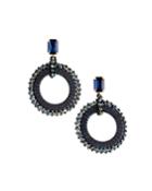 Beaded Hoop Earrings, Navy