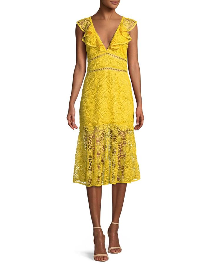 V-neck Circle Embroidery Cotton