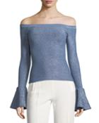 Off-the-shoulder Bell-cuffs Fitted Metallic