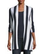 Cashmere-blend Metallic Stripe Open-front Cardigan