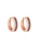 18k Pink Gold Black & White Diamond Hoop Earrings