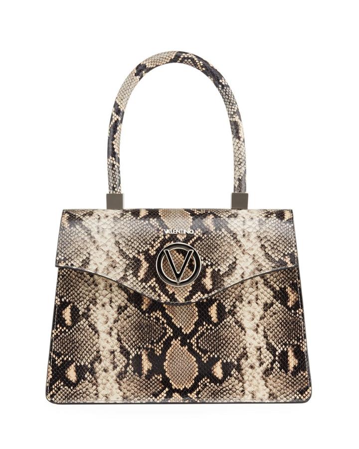Melanie Python-print Leather Top-handle Bag