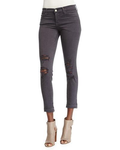 Low-rise Distressed Cropped Jeans, Demented Gray