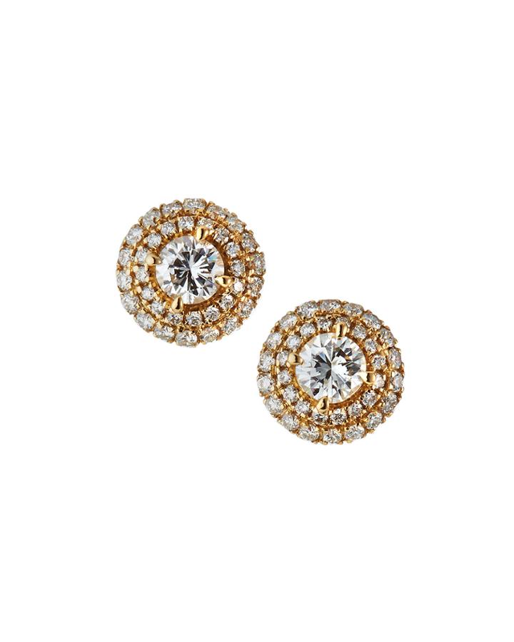 Estate 18k Yellow Gold Diamond Earrings