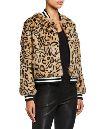 Rabbit Fur Baseball Jacket